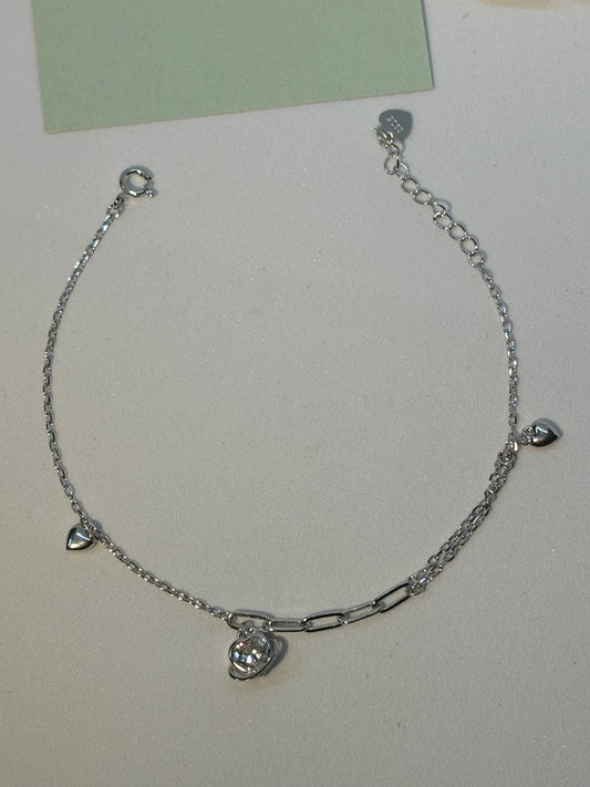 Little hearts charms Silver Bracelet, 925 Silver - Eva silver jewellery