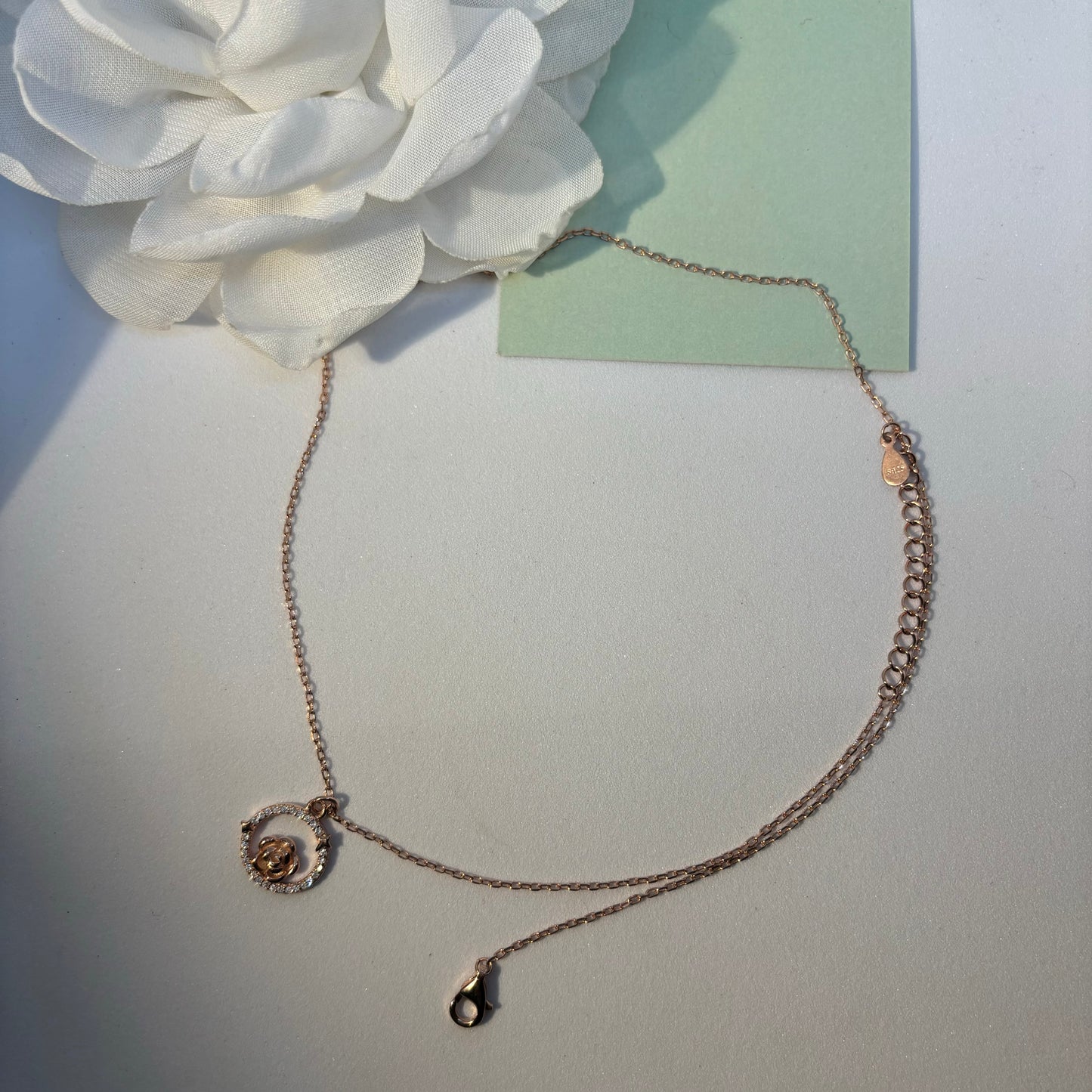 Eternal Rose necklace 925 Silver, Rose Gold Plated - Eva silver jewellery