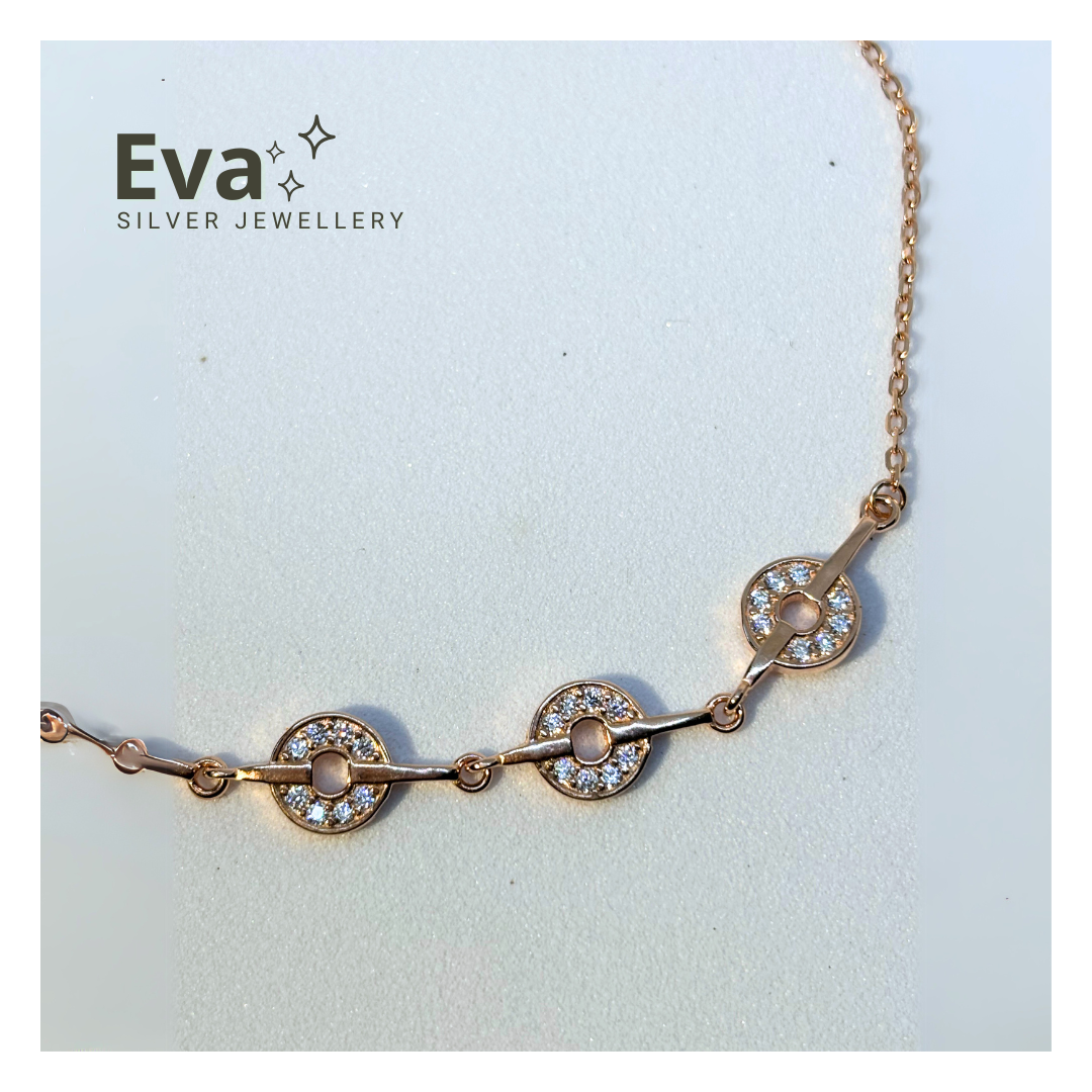 5 Discs bracelet 925 Silver, Rose Gold plated - Eva silver jewellery