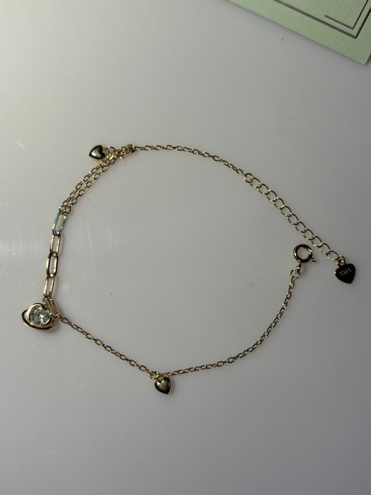 Little hearts charm bracelet, 925 Silver , Gold Plated - Eva silver jewellery