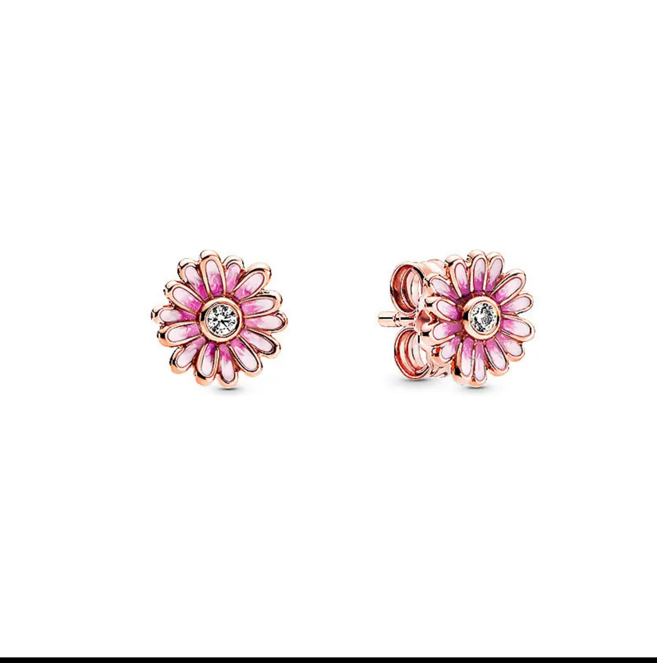 Pink Daisy earrings, 925 Silver, Rose Gold Plating