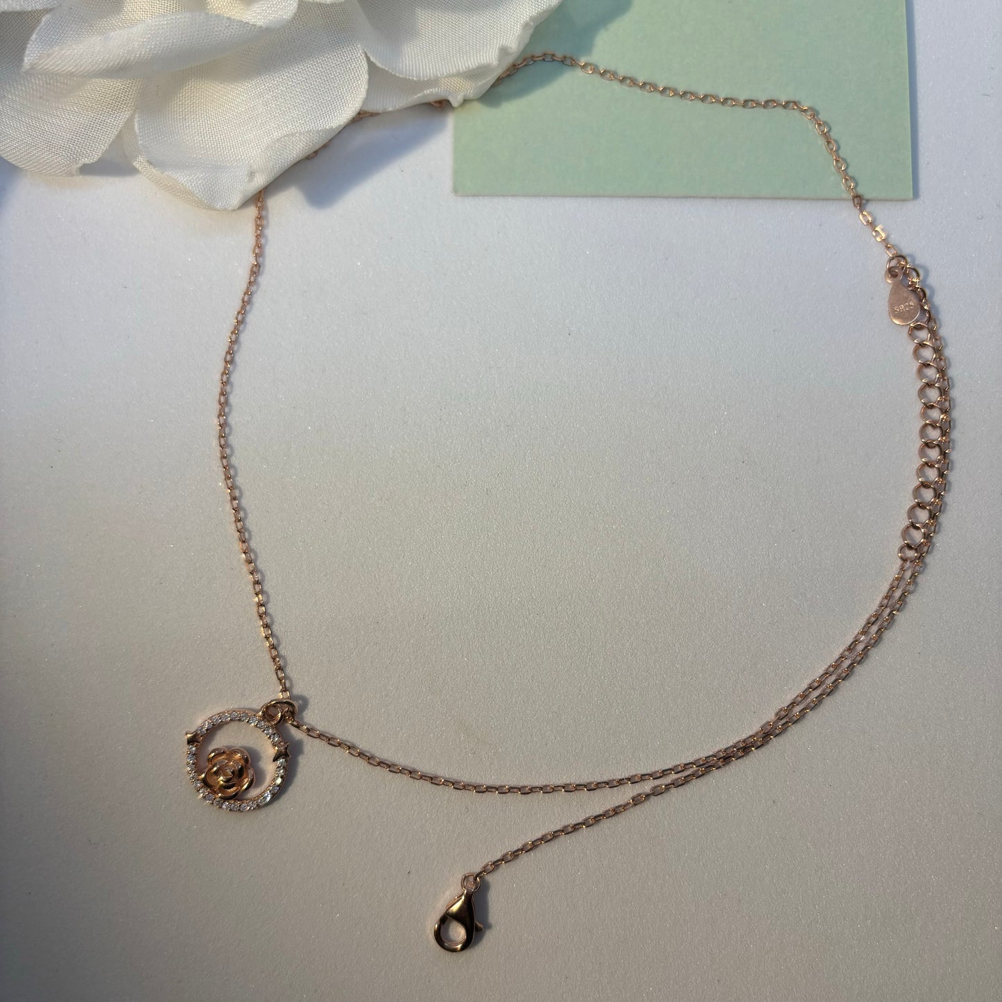 Eternal Rose necklace 925 Silver, Rose Gold Plated - Eva silver jewellery