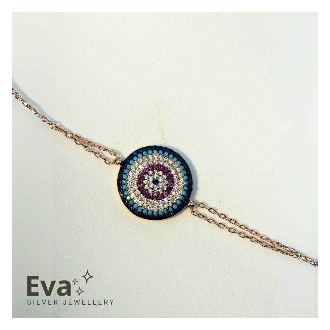 Evil eye bracelet 925 Silver, Rose Gold plated - Eva silver jewellery