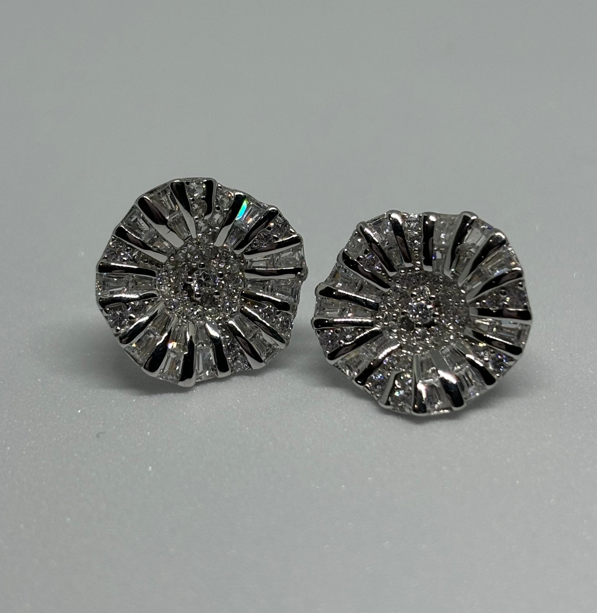 Flora stud earrings with CZ 925 Silver - Eva silver jewellery