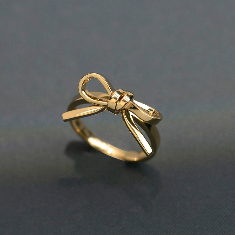 Ribbon Bow knot ring 925 Silver, Gold Plated