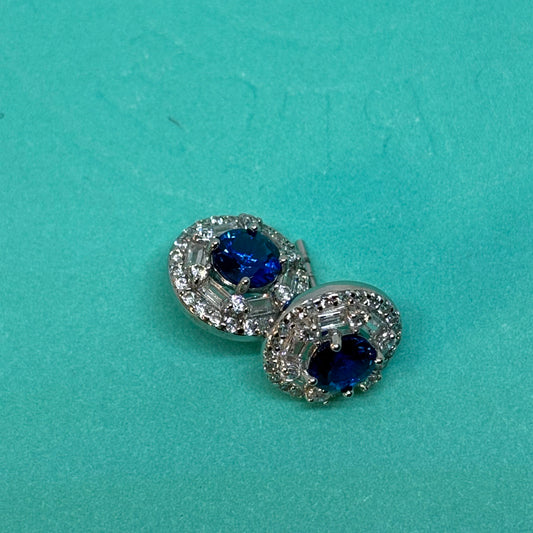 Blue Stone Stud Earring 925 Silver - Eva silver jewellery