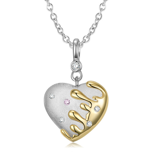 Dual tone Heart Charm Pendant, 925 Silver