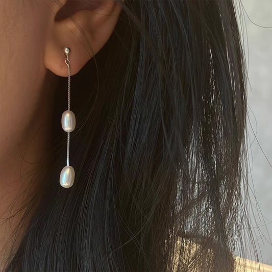 Pearl drop Danglers Earrings, 925 Silver