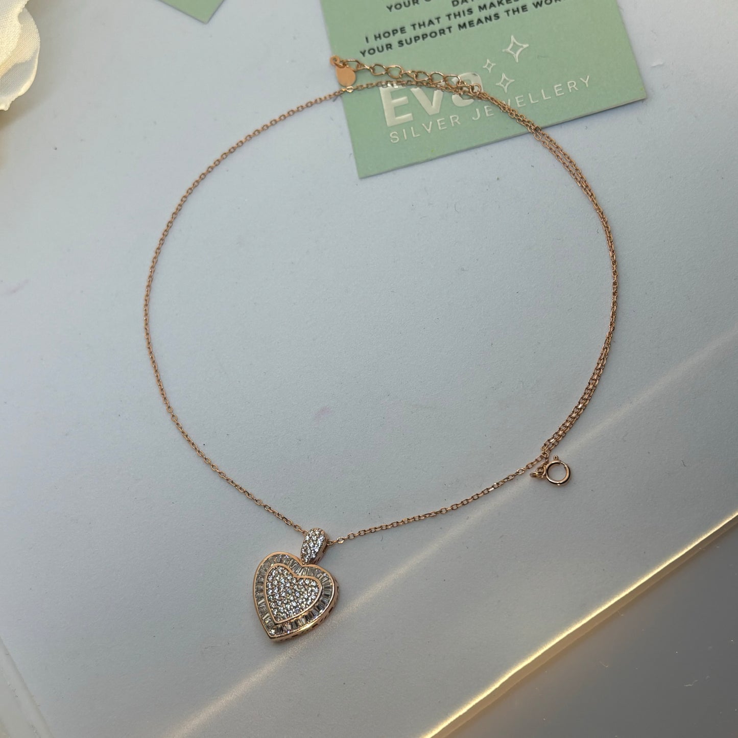 Big heart Necklace 925 silver, Rose Gold Plated - Eva silver jewellery