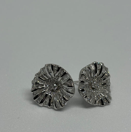 Flora stud earrings with CZ 925 Silver - Eva silver jewellery