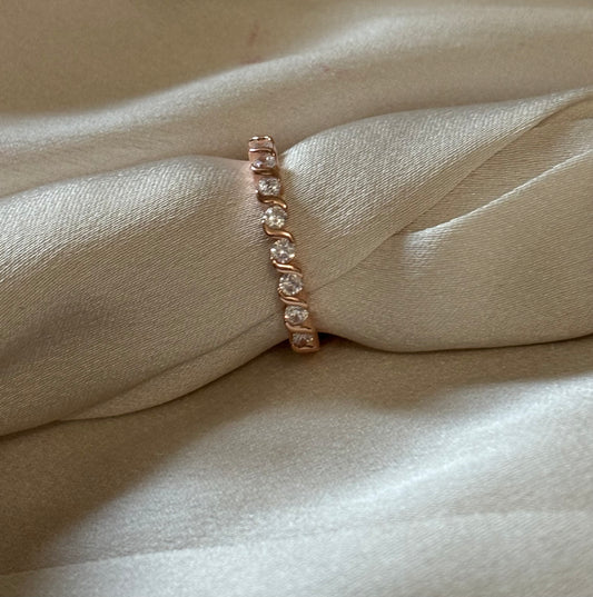 Wave of dazzle Ring 925 Silver, Rose gold Plated - Eva silver jewellery