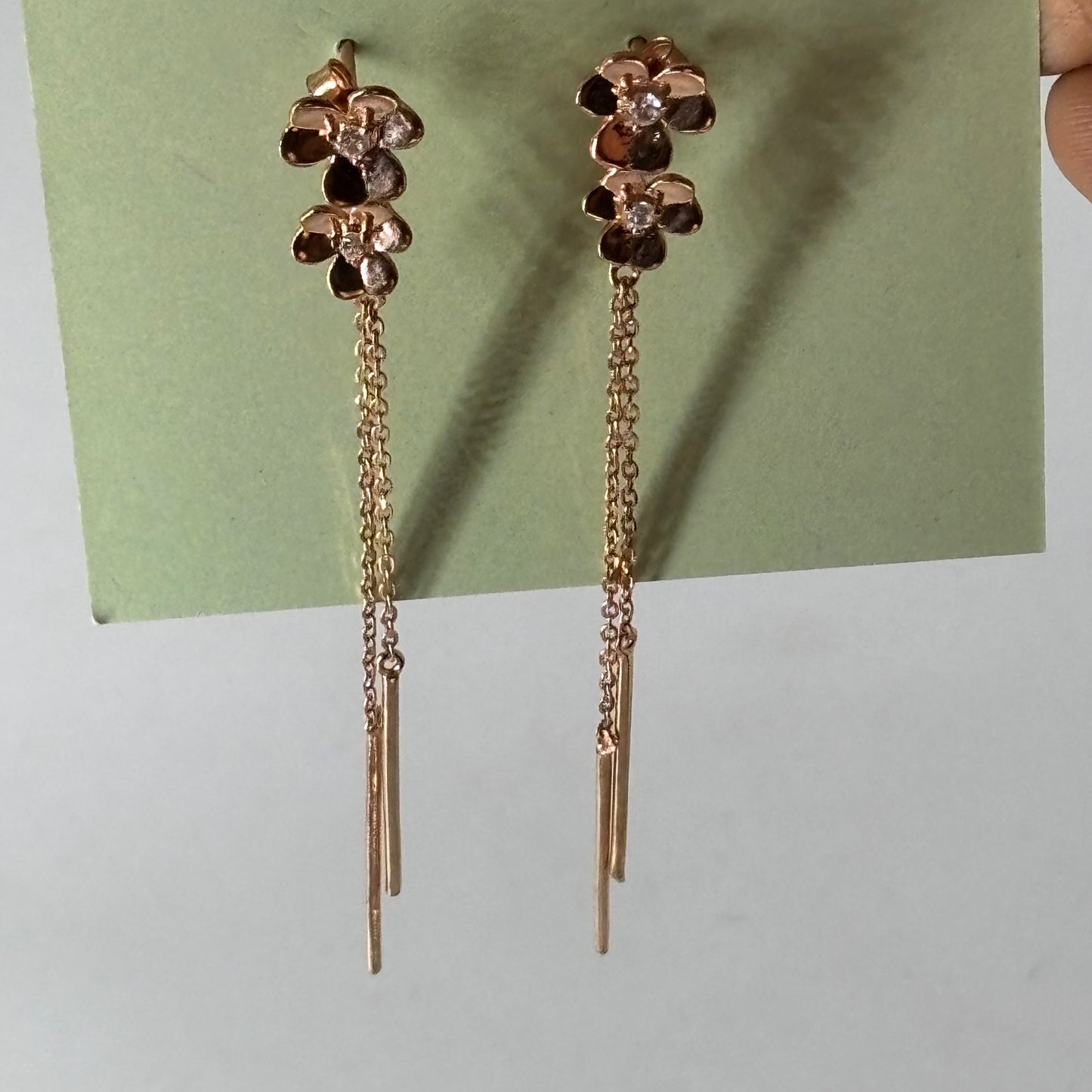 Floral cascade Dangler Earring 925 SIlver, Rose Gold Plated - Eva silver jewellery