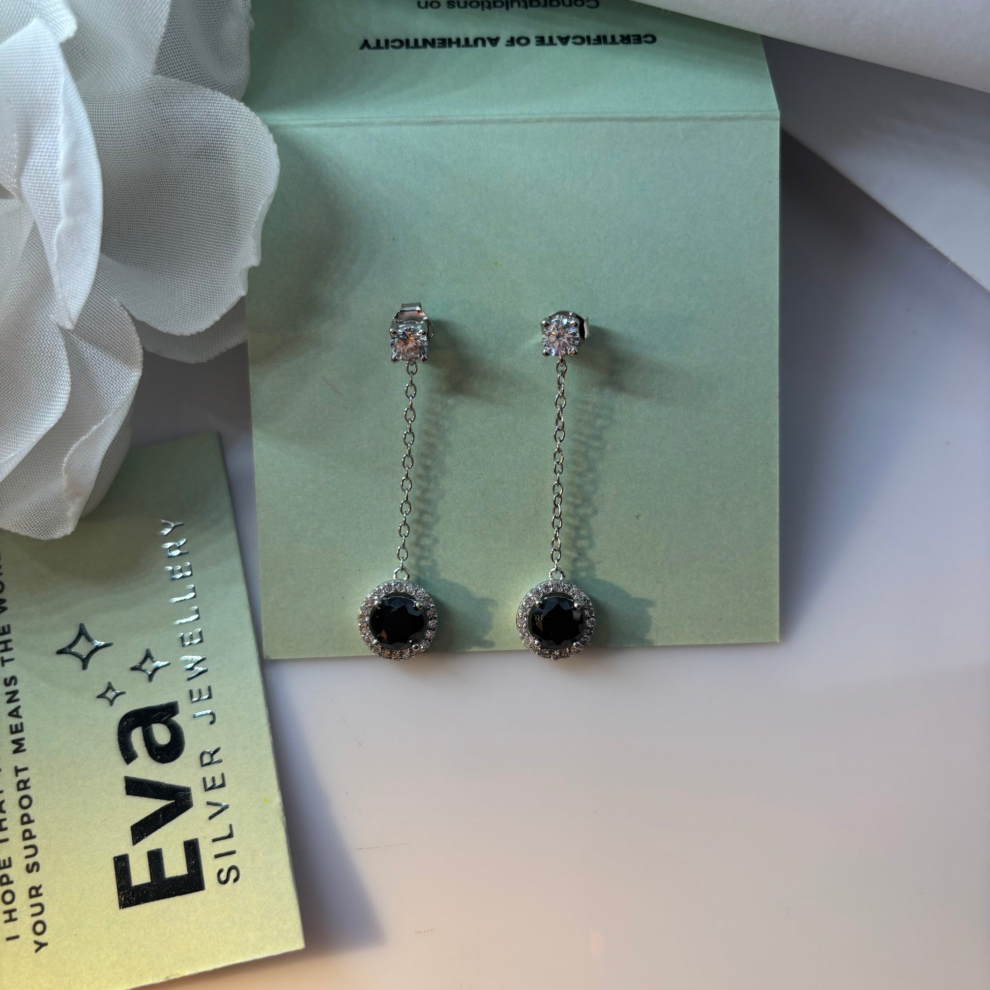 Eva Signature Magnifique stones Dangler Earring 925 Silver - Eva silver jewellery