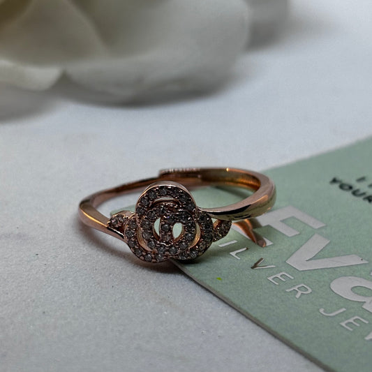 Rose Ring Adjustable 925 Silver, Rose Gold Plated - Eva silver jewellery