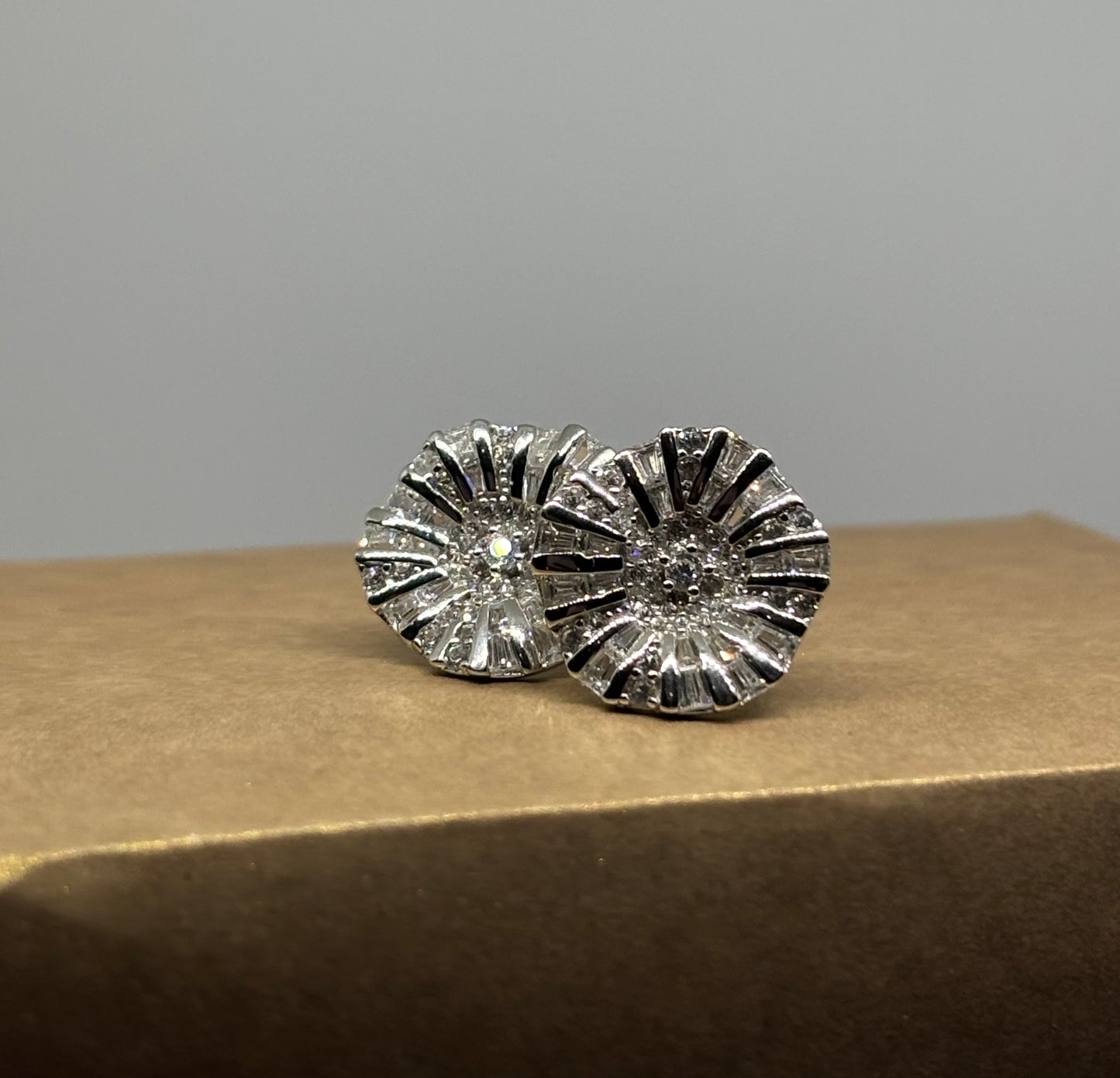 Flora stud earrings with CZ 925 Silver - Eva silver jewellery