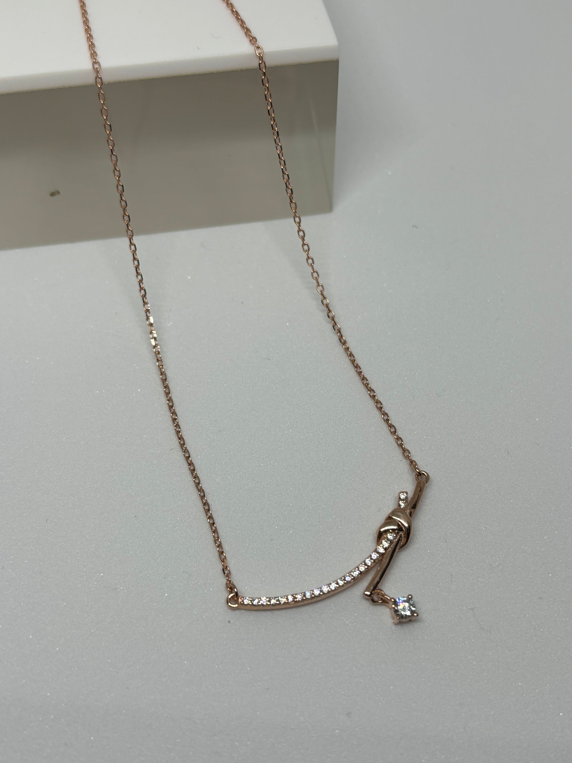 Elegant Knot  Charm necklace 925 Silver, Rose gold plated - Eva silver jewellery