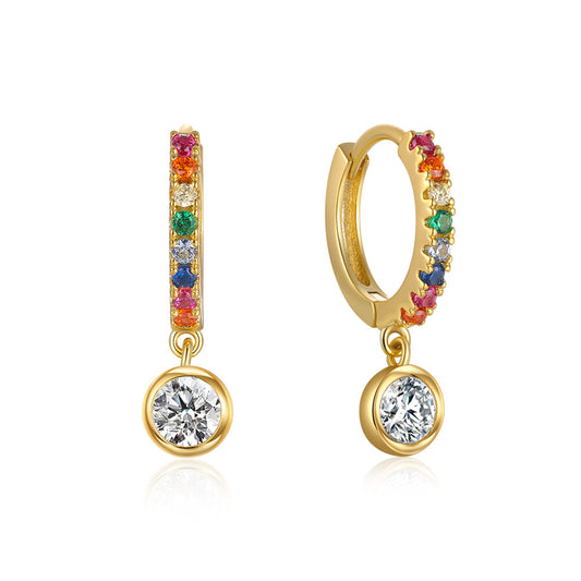 Multicolor hoops with drop, 925 Silver