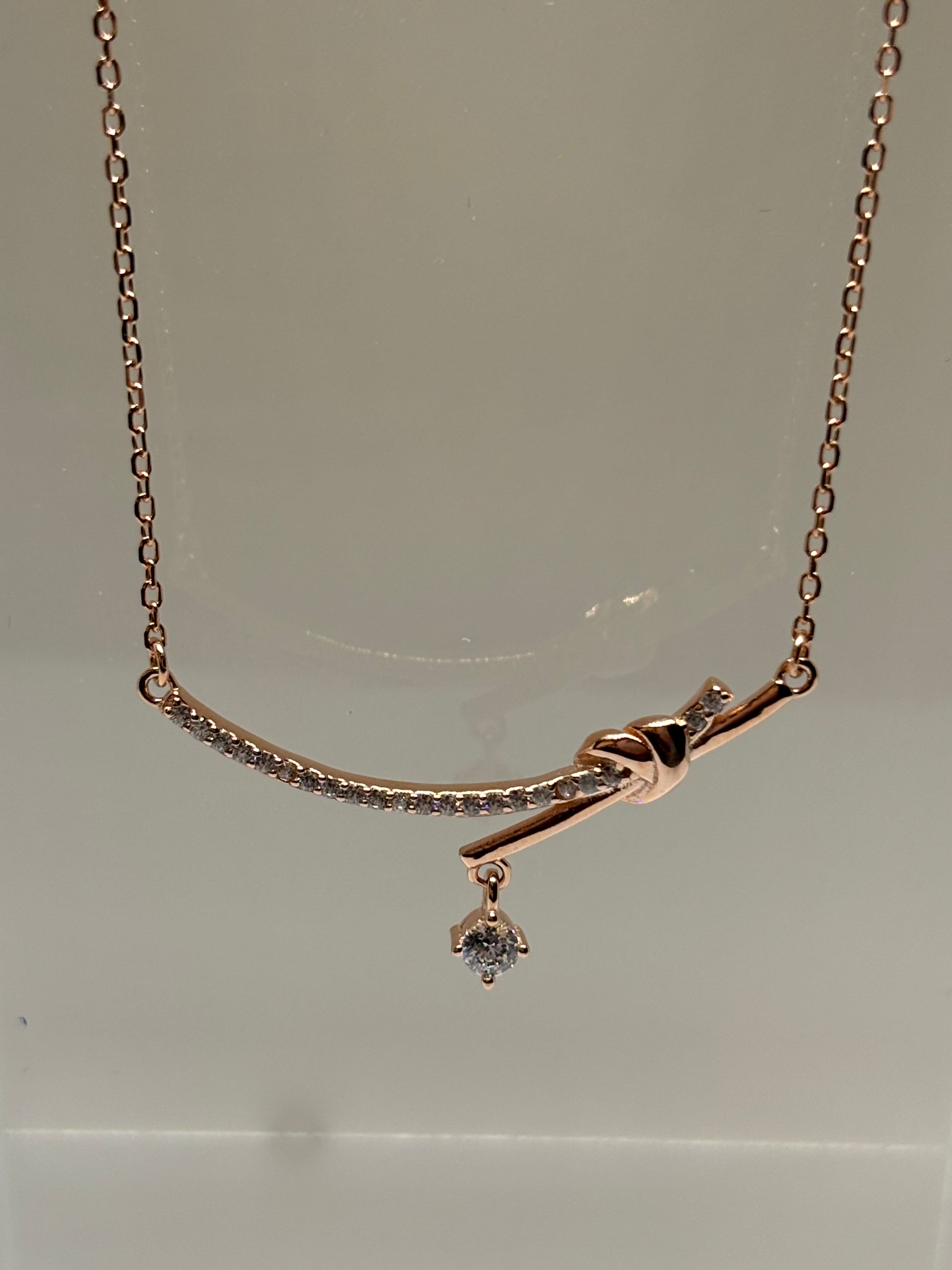 Elegant Knot  Charm necklace 925 Silver, Rose gold plated - Eva silver jewellery