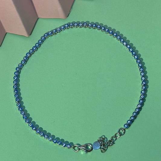 Multi-Evil eye anklet 925 Silver