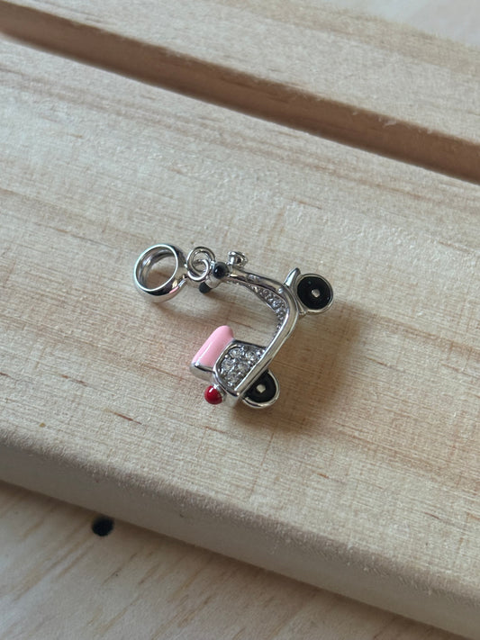 Enamel & CZ Scooter charm 925 Silver - Eva silver jewellery