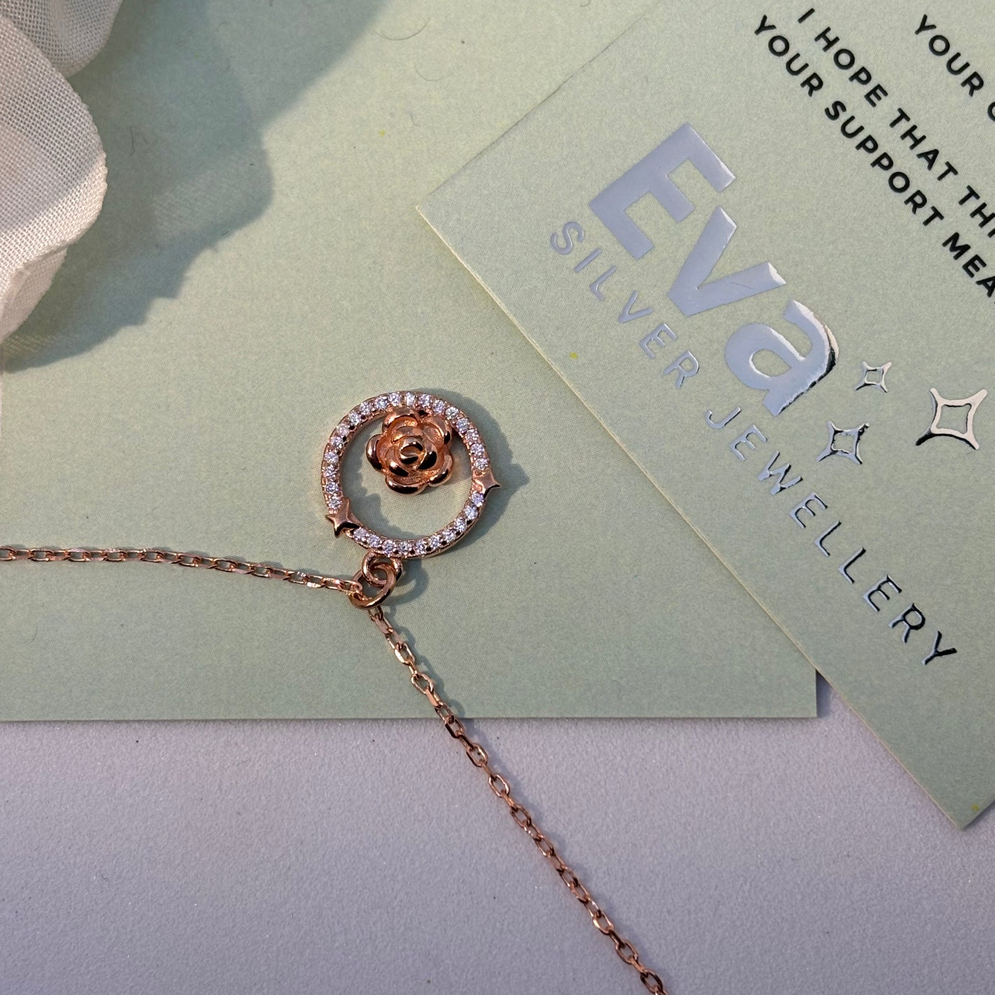 Eternal Rose necklace 925 Silver, Rose Gold Plated - Eva silver jewellery