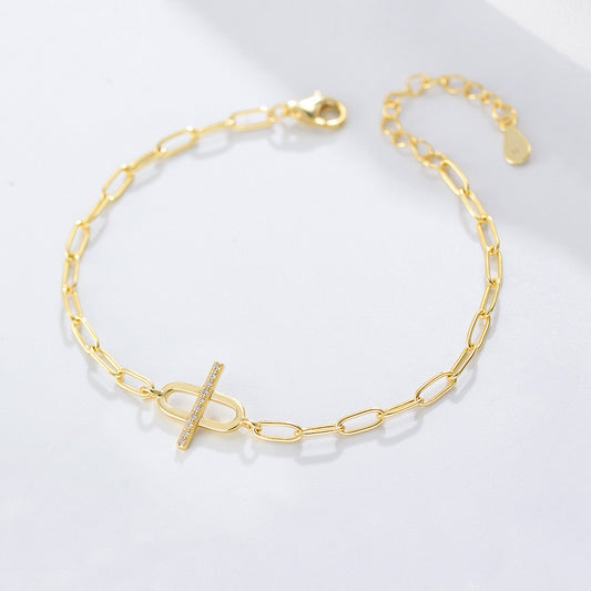 Links of chain bracelet 925 Silver, Gold Plated