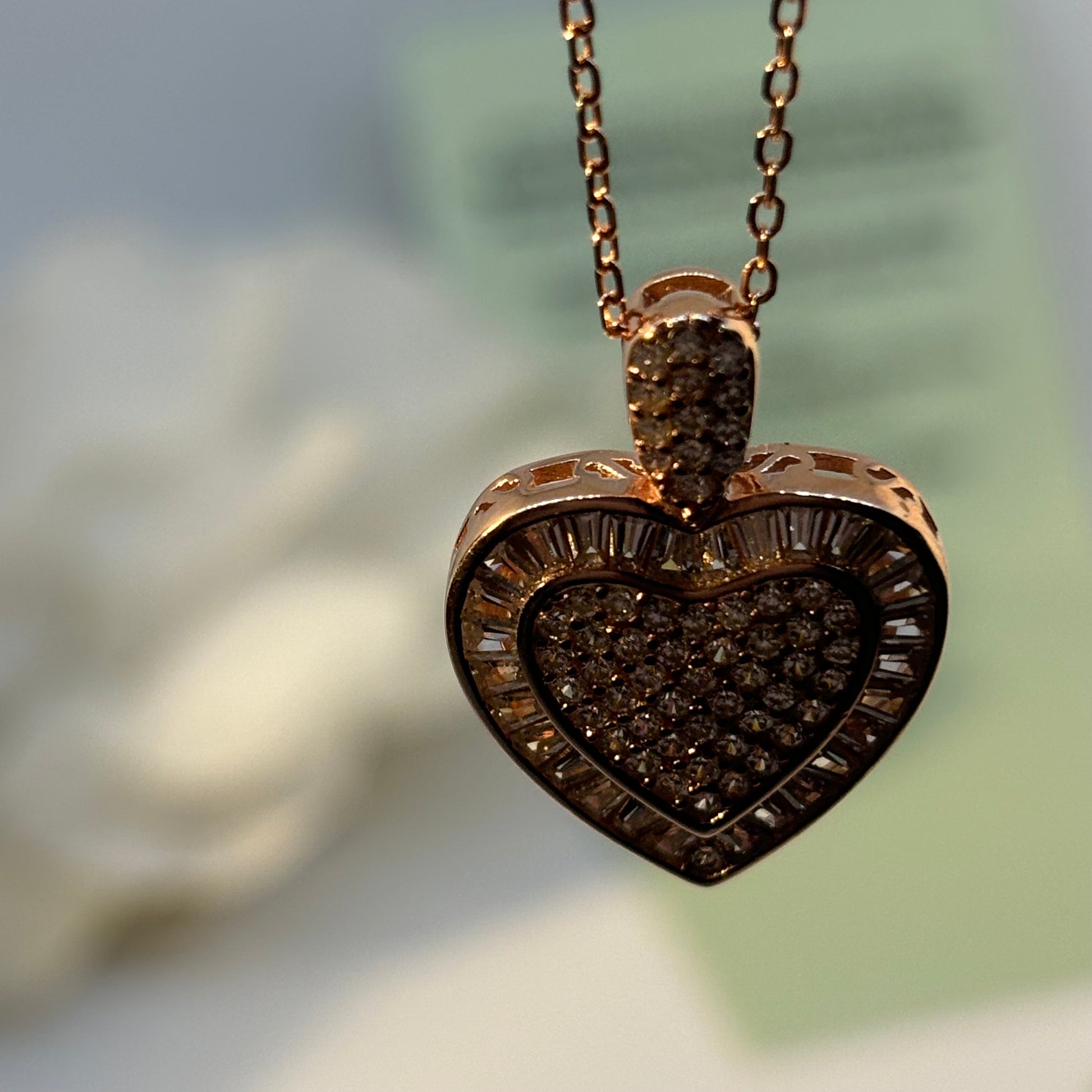 Big heart Necklace 925 silver, Rose Gold Plated - Eva silver jewellery