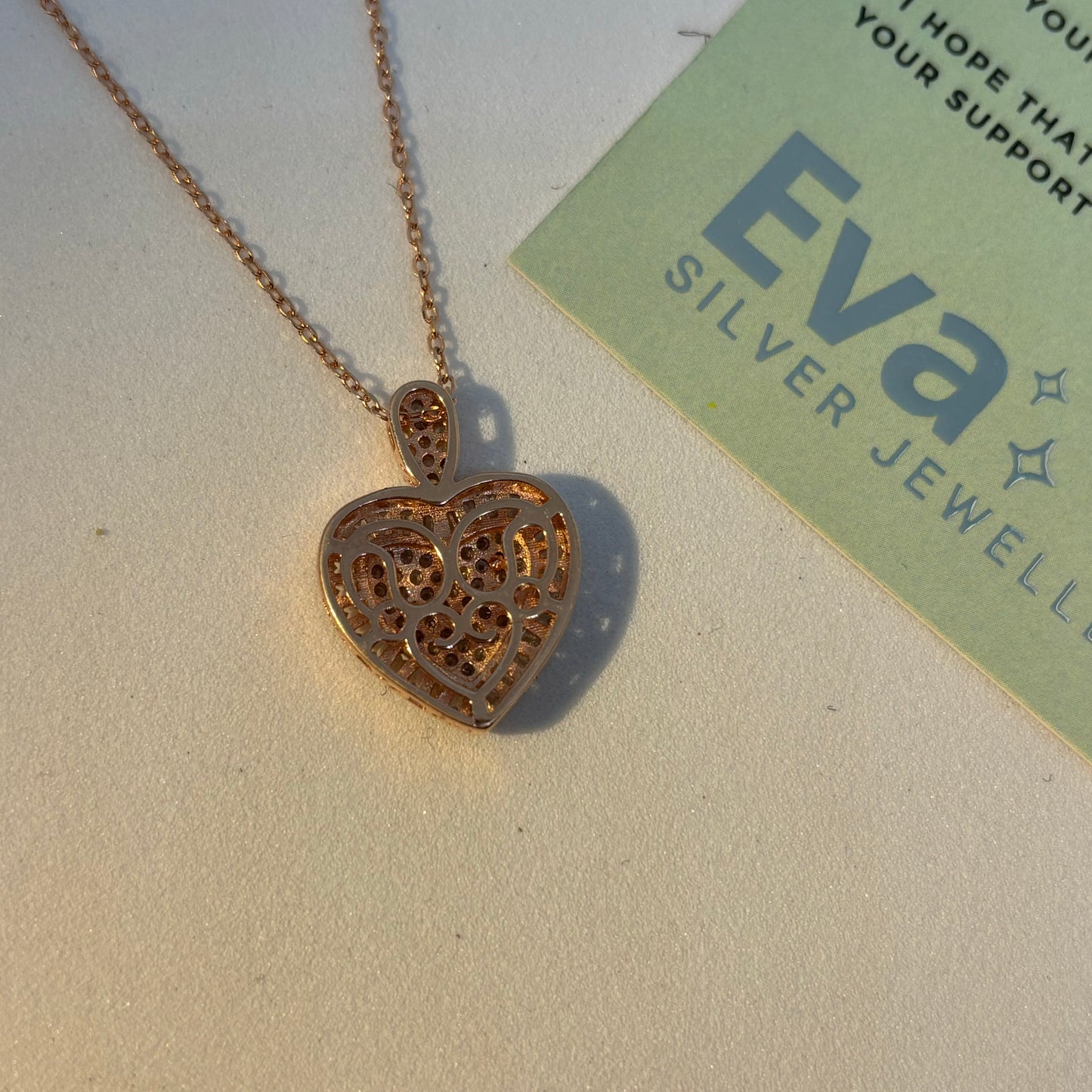 Big heart Necklace 925 silver, Rose Gold Plated - Eva silver jewellery